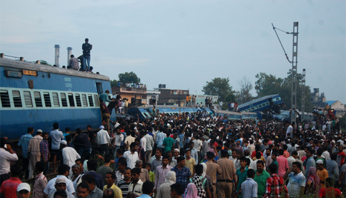 Train derails in India, killing about 20 and injuring scores more