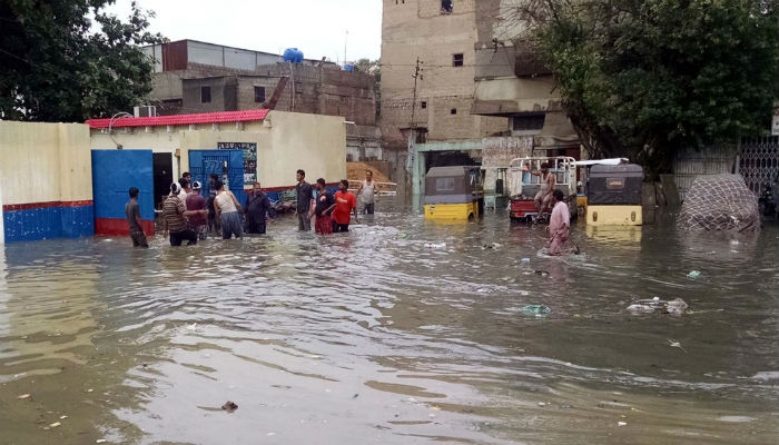 The northern areas of Karachi were the worst affected, with rainwater flooding homes and other structures in low-lying areas.  Photo: PPI