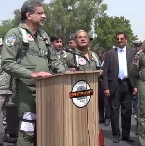 Addressing at the PAF base after F-16 sortie