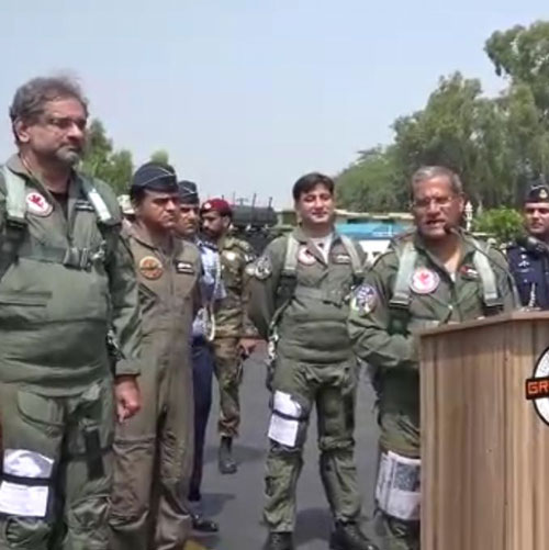 Air Chief Sohail Aman addressing at PAF base