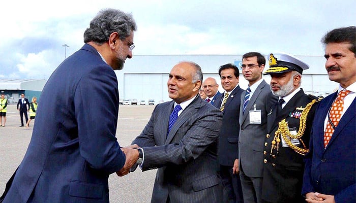 PM Abbasi lands in New York to address UNGA, meet world leaders