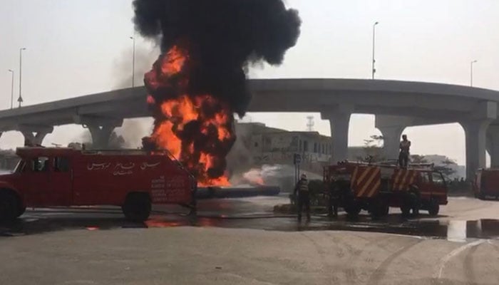 Plastic pipes catch fire in Multan