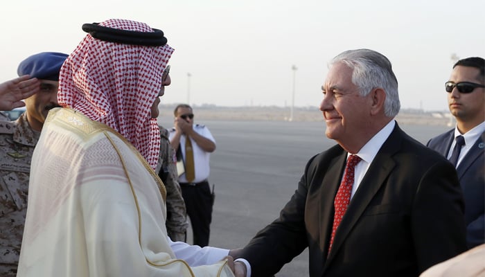 Tillerson lands in Riyadh at start of Gulf, South Asia tour