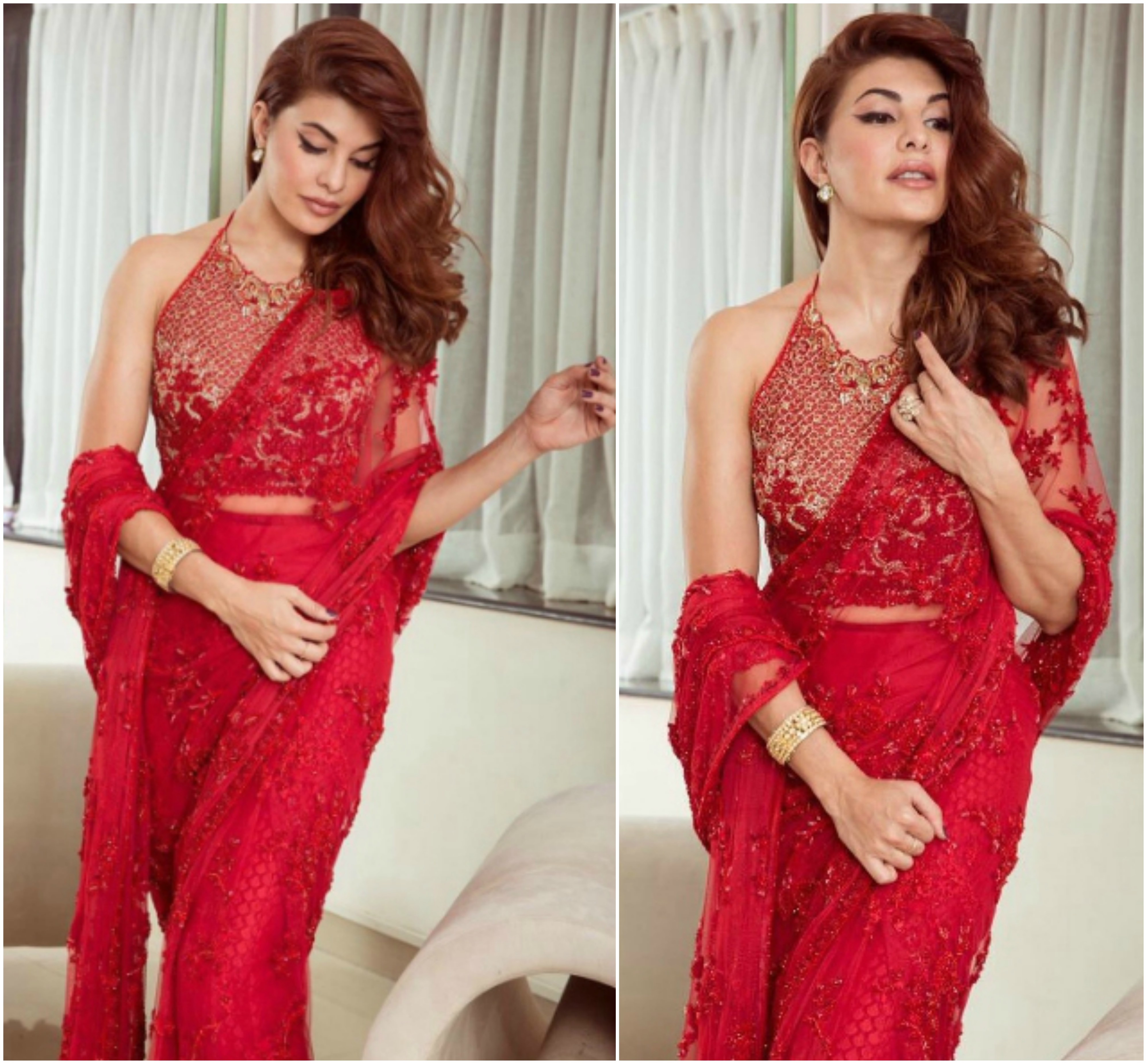 Jacqueline Fernandez dons Pakistani designer's sari for Diwali and she's rocking it 