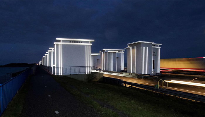 Art project lights up iconic 85-year-old Dutch dyke