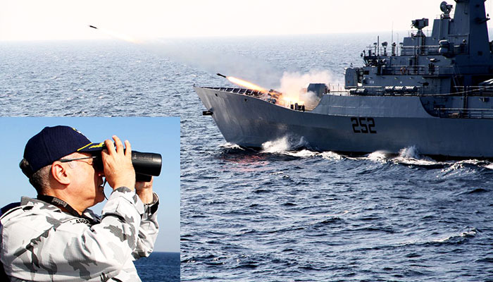 Chief of naval staff visits fleet units at sea