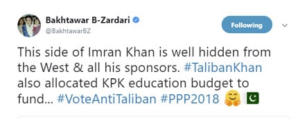 Bakhtawar terms Imran 'Taliban Khan'