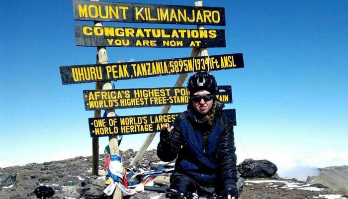 Pakistani female cyclist Samar Khan summits Africa’s highest peak 