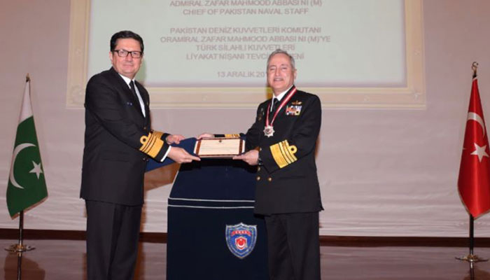 Naval chief Admiral Abbasi awarded Turkish Armed Forces Legion of Merit
