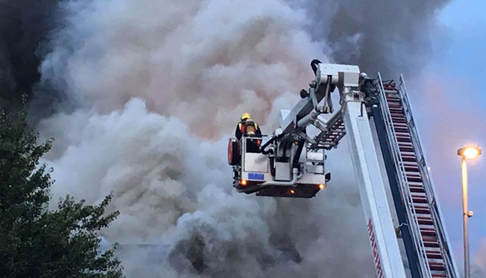 Firefighters battle blaze in Manchester apartment block