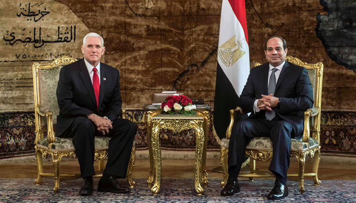 Pence tells Egypt's Sisi that US still backs two-state solution
