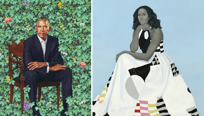 Obamas reveal unconventional portraits in Washington
