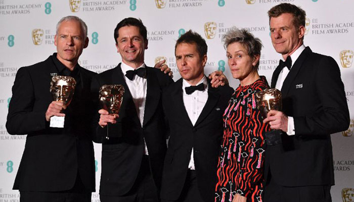 'Three Billboards' tops Baftas as 'Time's Up' campaign shares stage