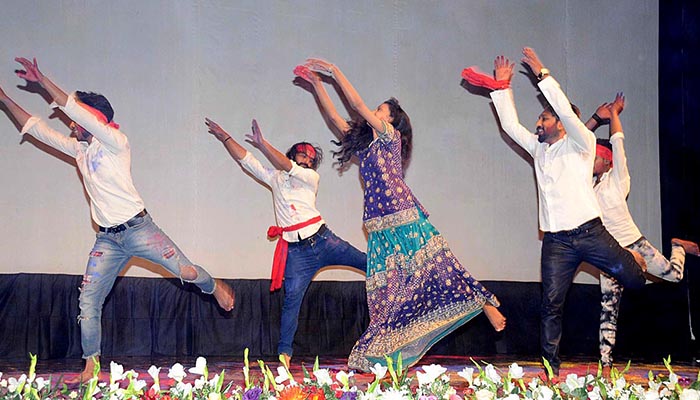 Artists performing on the stage during Holi festival the Spring Festival of Colours arranged by Ministry of Religious and Inter-Faith Harmony at PNCA - APP