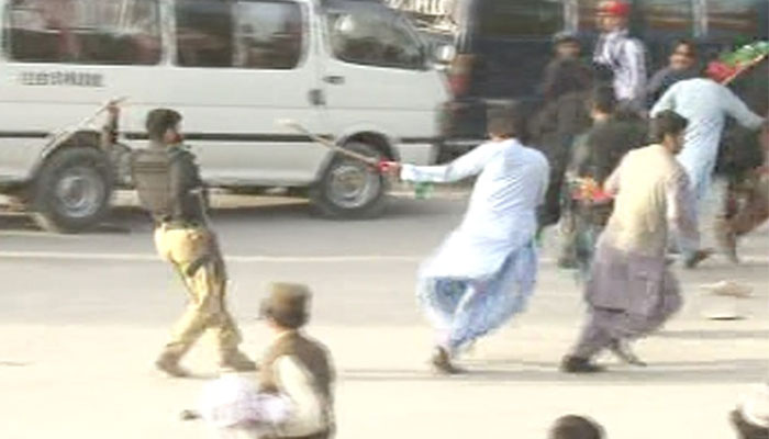 PTI workers clash upon Imran's arrival in Quetta