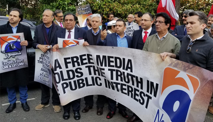 Journalists, civil society activists protest, demand restoration of Geo News