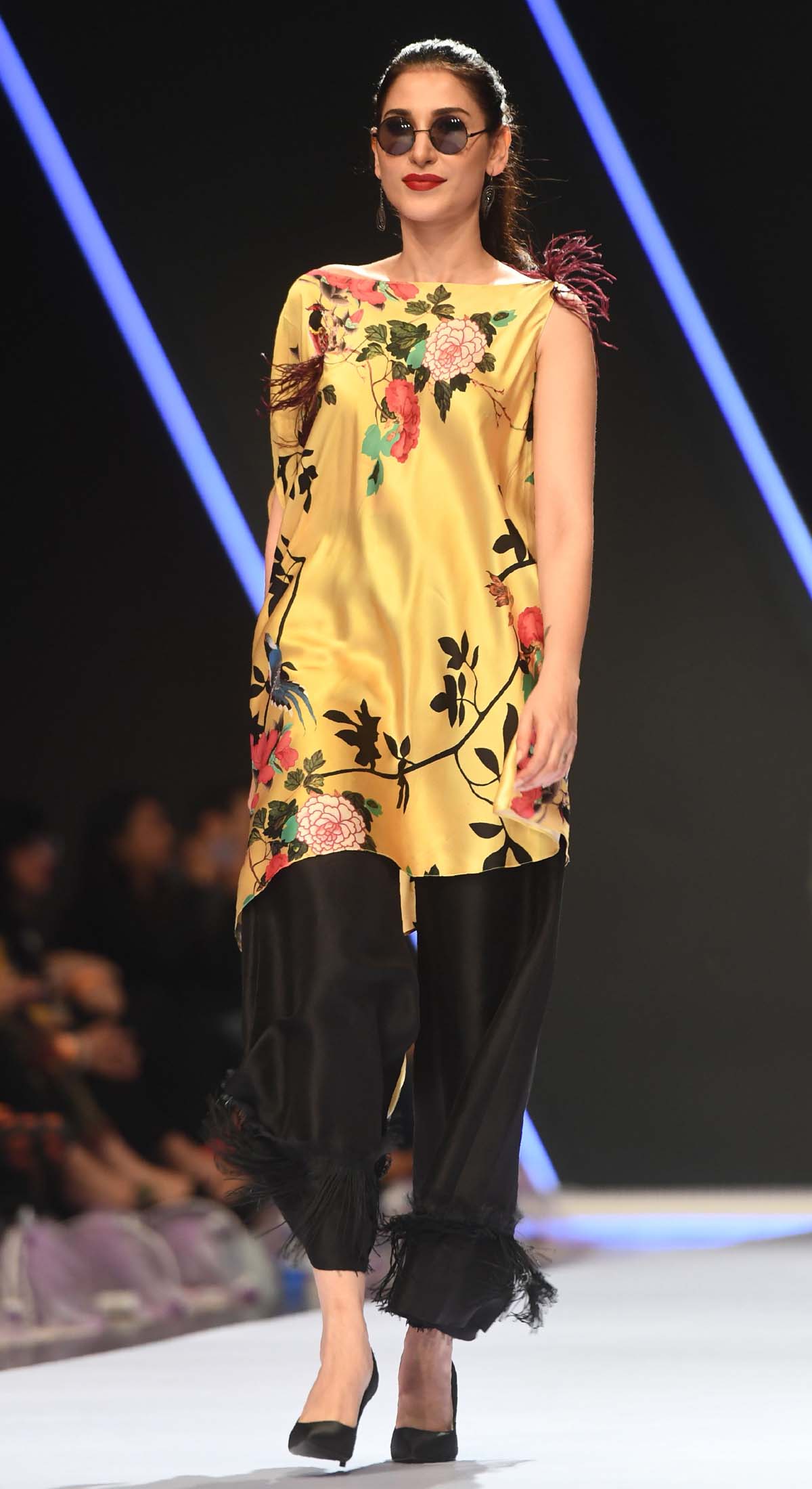 A model presents a creation by Deepak Perwani. Photo: AFP