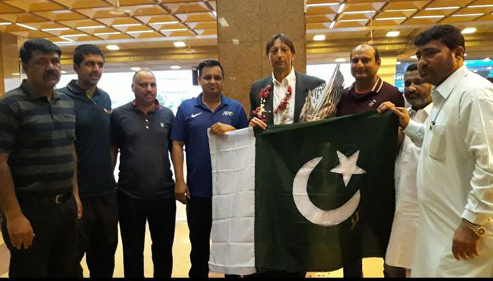 Newly-hired Brazilian football coach Jose Antonio Nogueira arrives in Karachi 