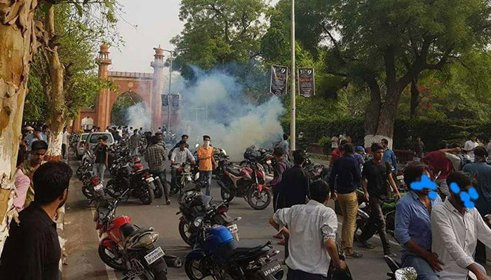 Students protest over missing Quaid-e-Azam portrait at Aligarh University 