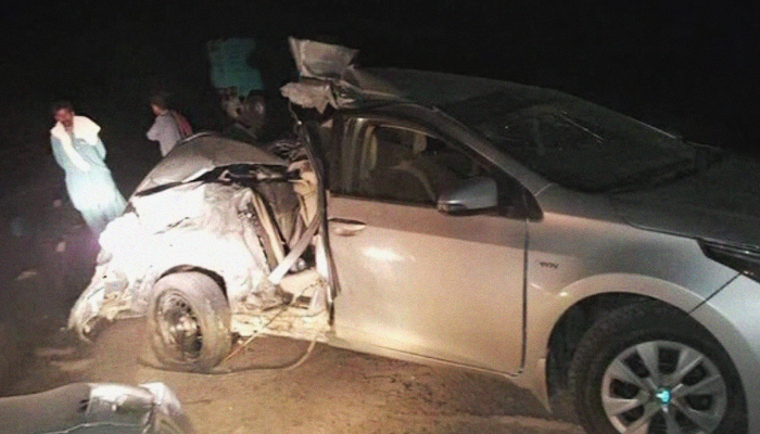 Three of a family killed as dumper truck rams into car near Makran