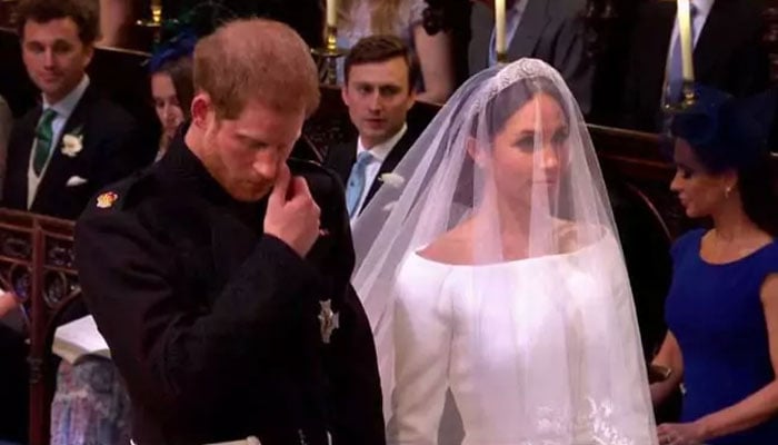 Prince Harry gets emotional, wipes tears at his wedding