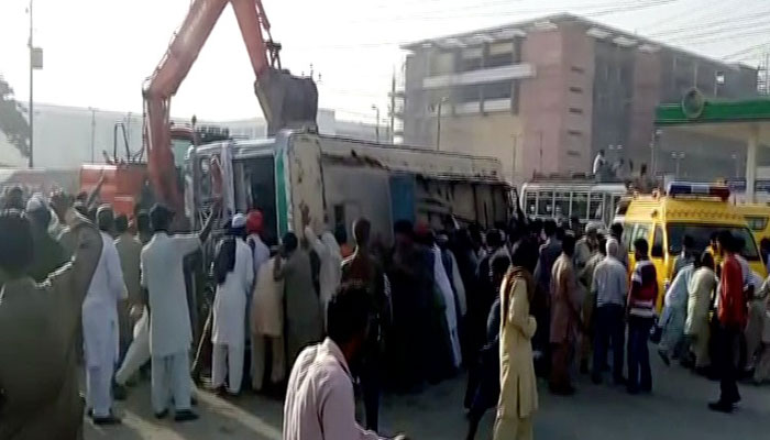 Two dead as bus overturns in Karachi's Korangi area