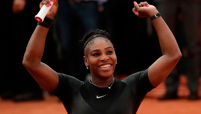 Serena Williams of the US celebrates after victory over Germany´s Julia Goerges in their women´s singles third round match
