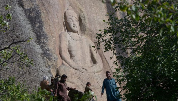 Buddha of Swat, dynamited by Taliban in 2007, stands restored