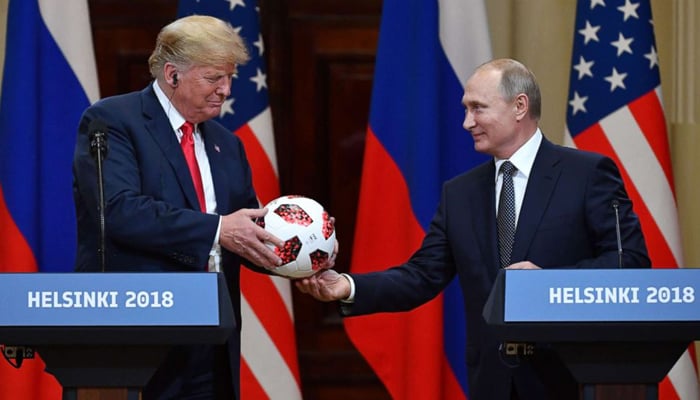 World Cup host Putin gives Trump football made in Pakistan