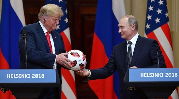 World Cup host Putin gives Trump football made in Pakistan