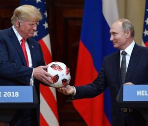 World Cup host Putin gives Trump football made in Pakistan