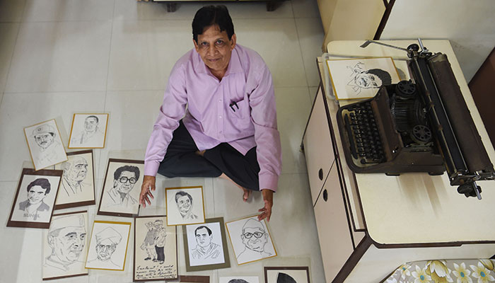 The Indian artist drawing portraits with a typewriter