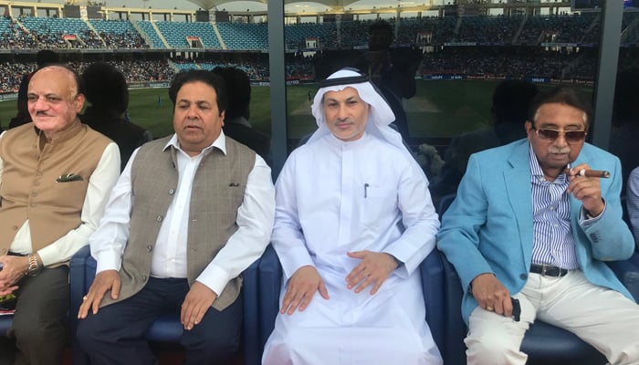 Musharraf’s picture goes viral while watching Pakistan-India match in Dubai