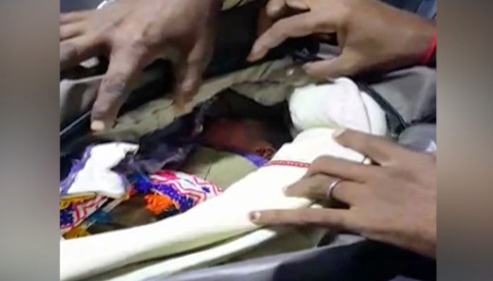 Newborn baby brought in a bag for treatment at Tharparkar hospital