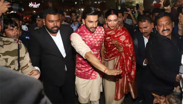 Deepika, Ranveer spotted at Mumbai airport