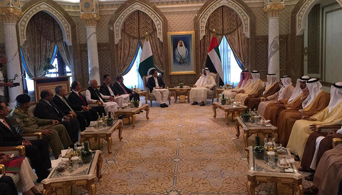 PM Imran Khan with Crown Prince of Abu Dhabi Sheikh Mohammed bin Zayed bin Sultan Al-Nahyan