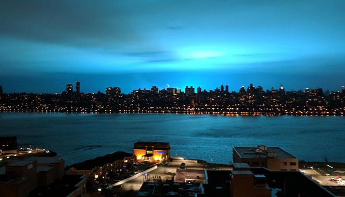 Transformer explodes in New York City, turning sky blue