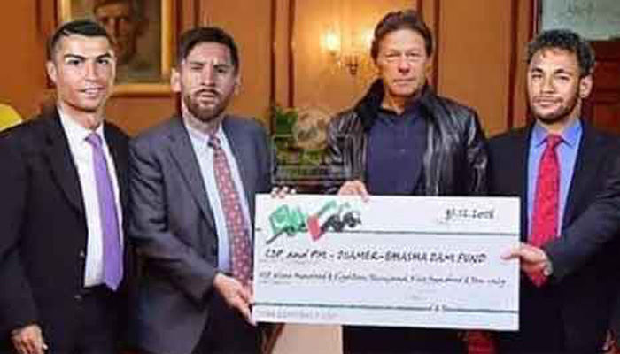 Ronaldo, Messi and Neymar did not give PM Imran a cheque for dam fund