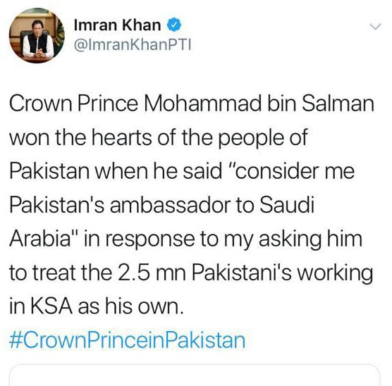 MbS won hearts of Pakistanis by saying 'consider me Pakistan's ambassador to Saudi Arabia': PM