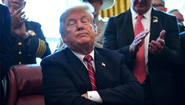 US President Donald Trump in the Oval Office of the White House in Washington US