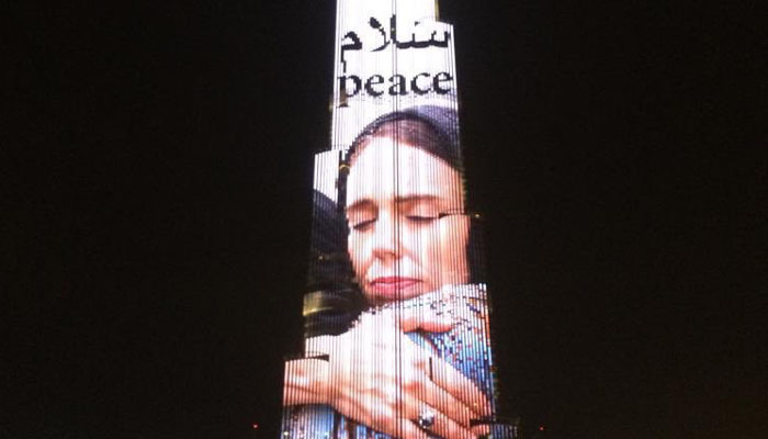 Dubai's Burj Khalifa lit up with image of New Zealand PM Jacinda Ardern