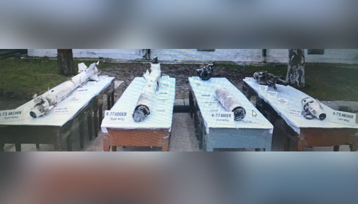 Pakistani military shows all 4 missile seeker heads of downed Indian Mig-21 jet