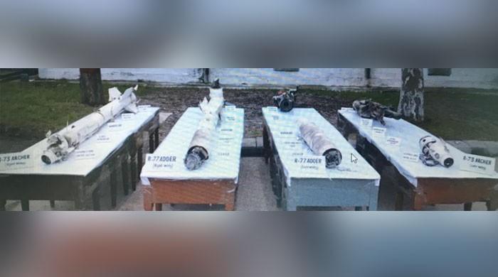 Pakistani military shows all 4 missile seeker heads of downed Indian Mig-21 jet