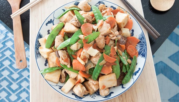 Recipe: Stir fried chicken with bamboo shoots & mushrooms