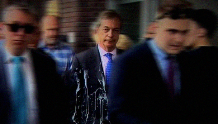 Brexit Party's Nigel Farage shaken but unhurt in milkshake attack