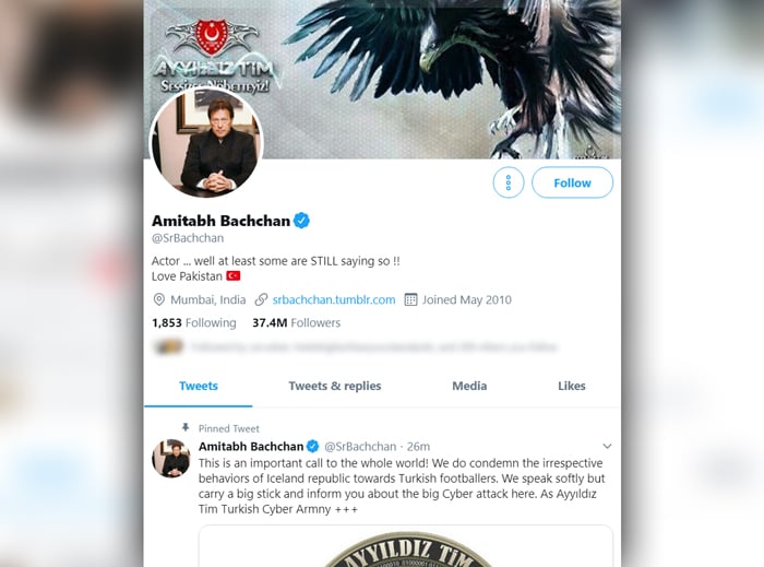 Indian actor Amitabh Bachchan's Twitter hacked by Turkish cyber attackers' group