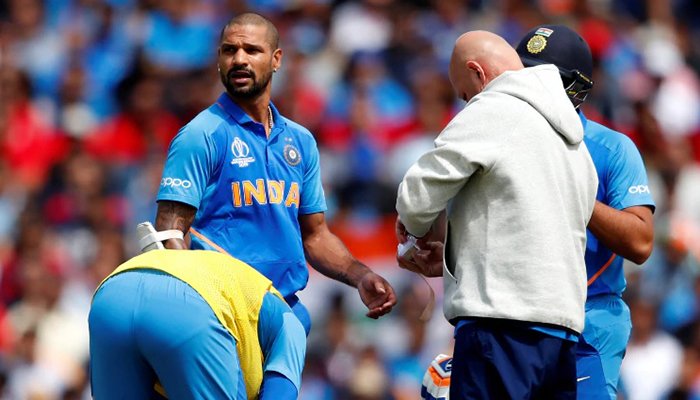 Shikhar Dhawan ruled out of World Cup 2019 for three weeks