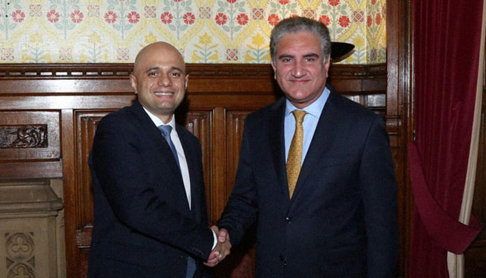 FM Qureshi meets UK Home Secretary Sajid Javid on visit to Britain