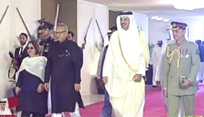 Qatar Emir Sheikh Tamim bin Hamad Al Thani meets President Arif Alvi