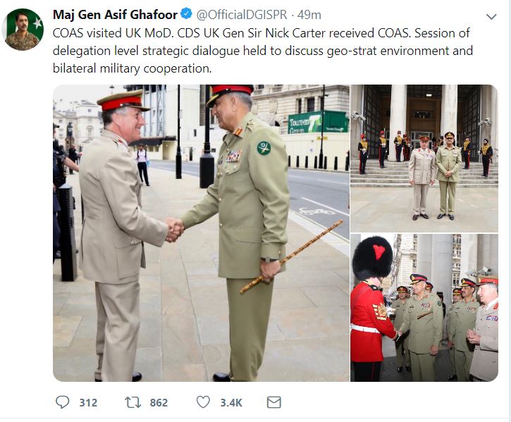 COAS Bajwa meets UK counterpart, discusses bilateral military cooperation